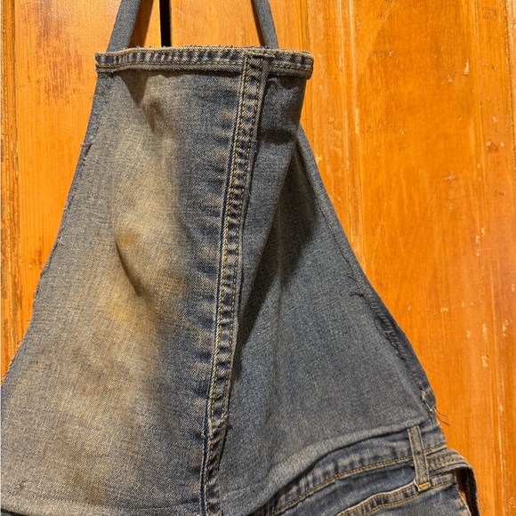 Handmade Upcycled Denim Jean Bib Apron
 with Pockets